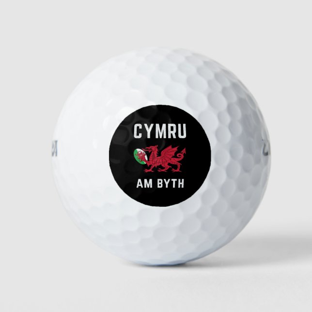 Red Welsh Dragon Cymru Roots Rugby Fan Wales Flag Golf Balls (Front)