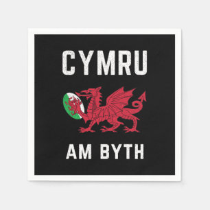 Red Welsh Dragon Cymru Roots Rugby Fan Wales Flag Napkin