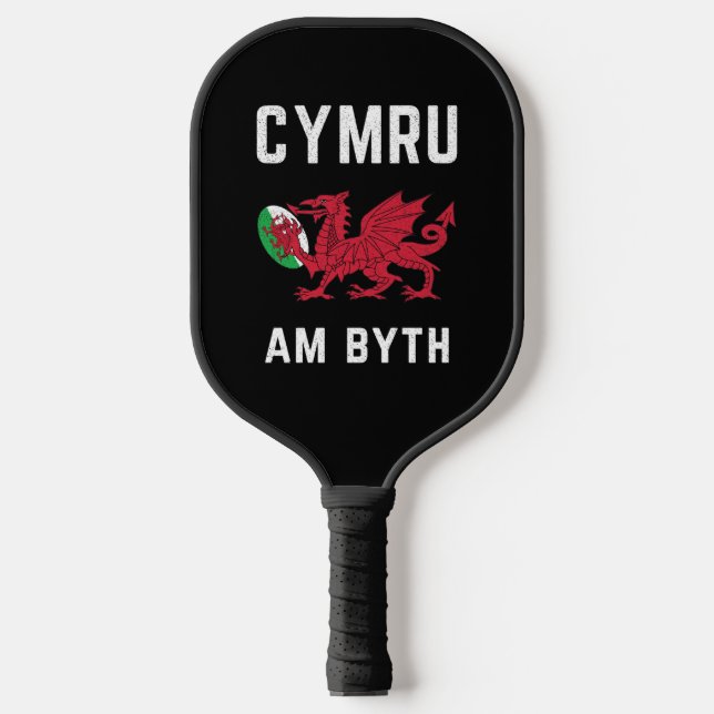 Red Welsh Dragon Cymru Roots Rugby Fan Wales Flag Pickleball Paddle (Front)