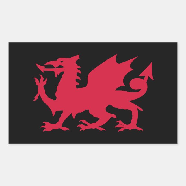 Red Welsh Dragon Rectangular Sticker (Front)