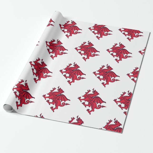 Red Welsh//Wales Dragon Wrapping Paper (Unrolled)
