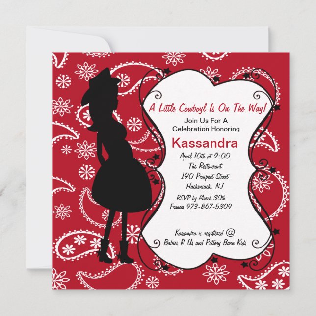 Red Western Mother to Be Baby Shower Invitation (Front)