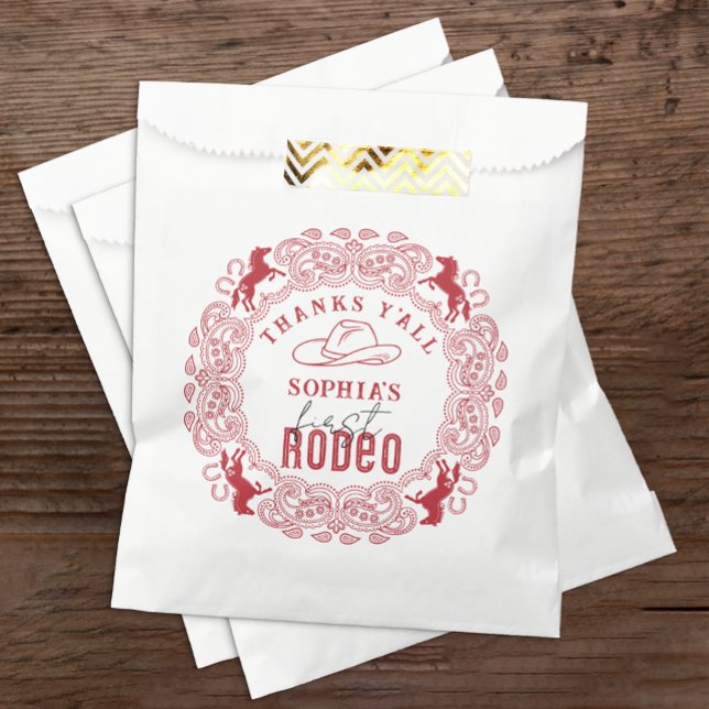 Red Western Rodeo First Birthday Favour Bag – Rust (1st Rodeo Birthday Favor Bag)