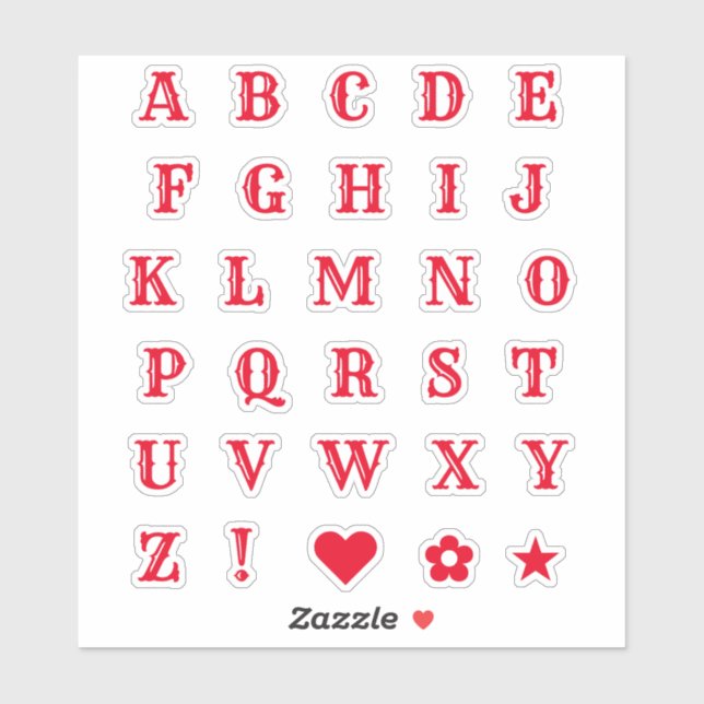 Red Western Theme Letters Font Alphabet Monogram  (Sheet)
