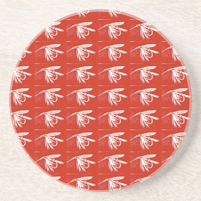 Red Wet Fly Pattern Trout Fly Coaster (Front)