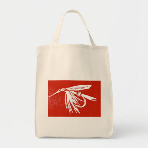 "Red Wet Fly" Trout Wet Fly Grocery Tote Bag