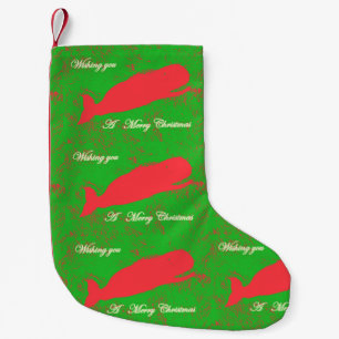 red whales merry christmas stocking