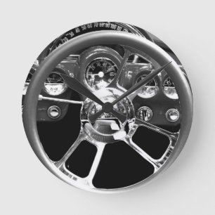 Red Wheel Round Clock