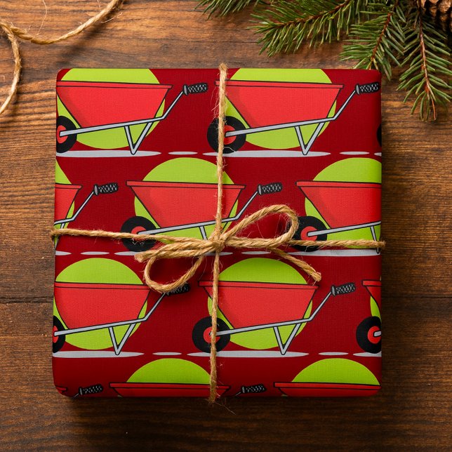 Red Wheelbarrow Garden Cart Wrapping Paper (Creator Uploaded)