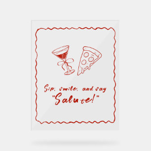 Red Whimsical Frame That's Amore Italian Wedding Acrylic Sign