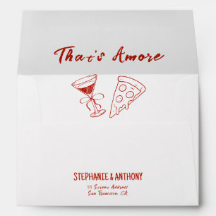 Red Whimsical Frame That's Amore Italian Wedding Envelope