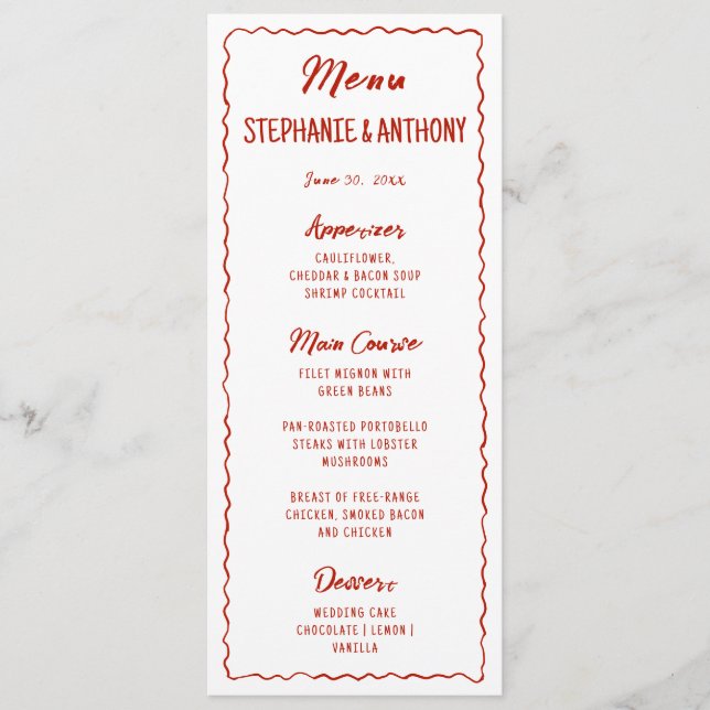 Red Whimsical Frame That's Amore Italian Wedding Menu (Front)