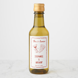 Red Whimsical Frame That's Amore Italian Wedding Wine Label