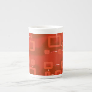 Red Whimsical Geometric Abstract Bone China Mug