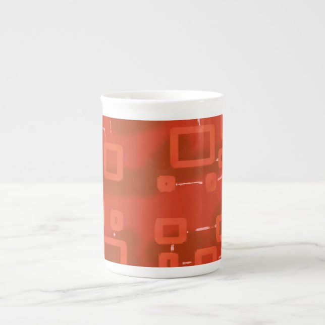 Red Whimsical Geometric Abstract  Bone China Mug (Front)