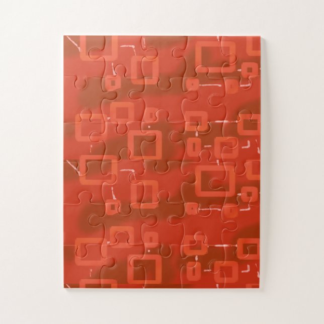 Red Whimsical Geometric Abstract  Jigsaw Puzzle (Vertical)