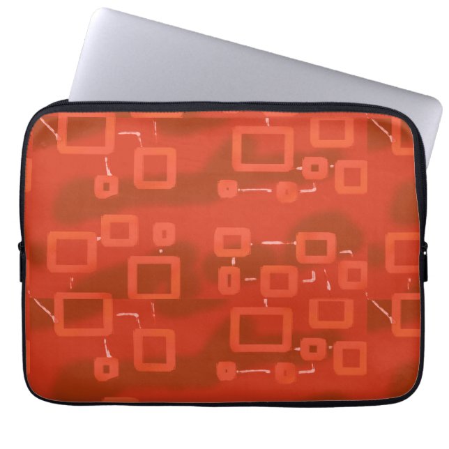 Red Whimsical Geometric Abstract Laptop Sleeve (Front)