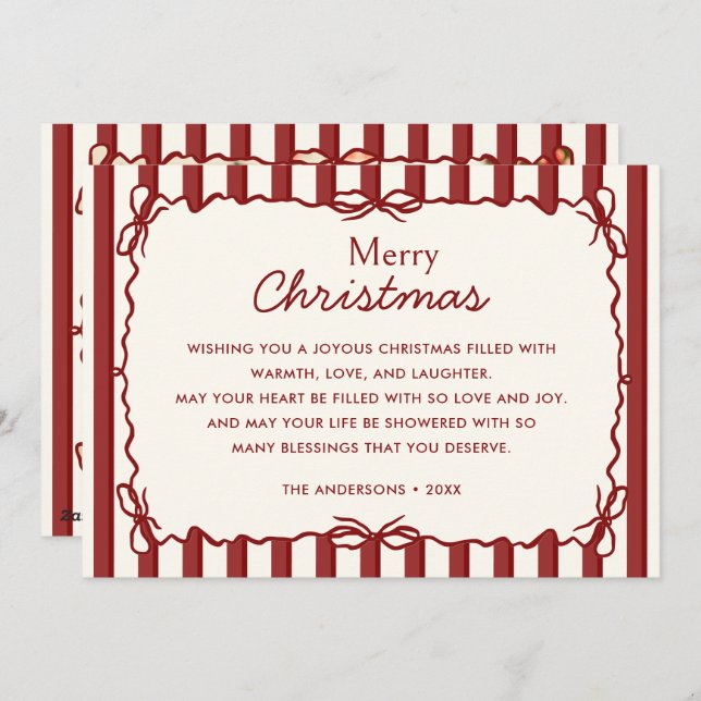 Red Whimsical Hand Drawn Doodle Christmas Photo  Holiday Card (Front/Back)