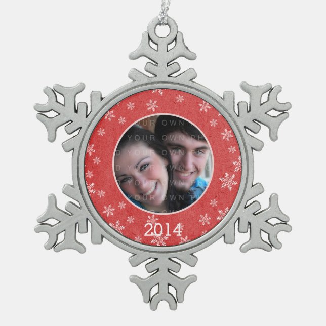 Red Whimsical Snowflakes Snowflake Ornament (Front)