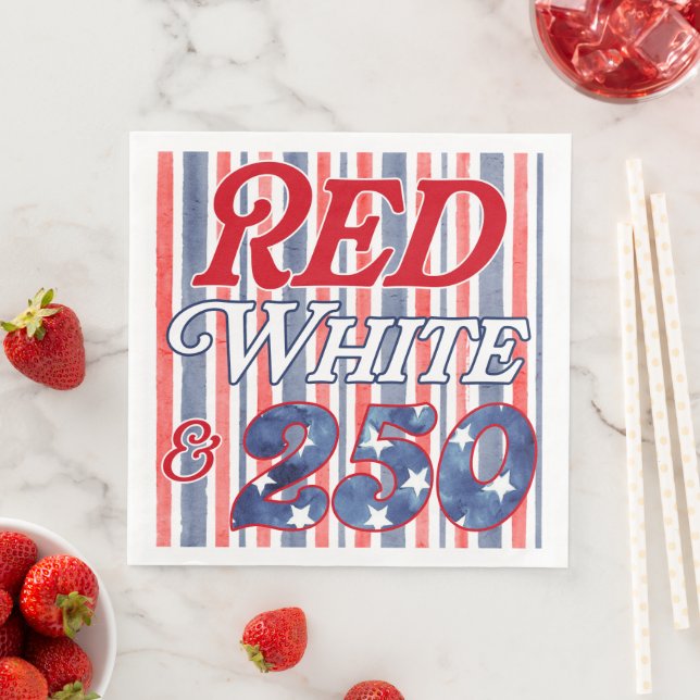 Red White & 250 Napkin (Insitu)