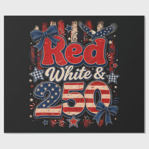 Red White 250 Years American Freedom 1776-2026 Wrapping Paper