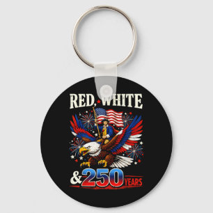 Red White 250 Years Birthday USA for Men Women 4th Key Ring