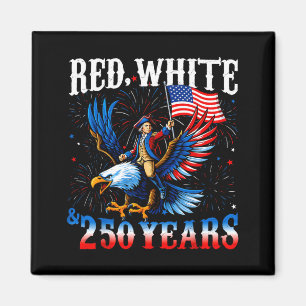 Red White 250 Years Birthday USA for Men Women 4th Magnet