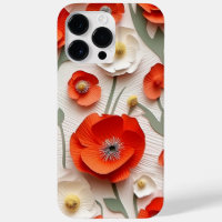 RED WHITE 3-D LOOK POPPY ANEMONE FLOWERS