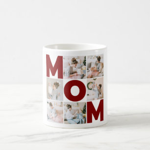 Red & White 6 Photo Collage Mum  Coffee Mug