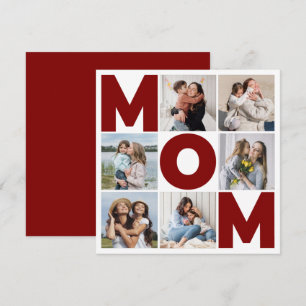 Red & White 6 Photo Collage Mum Flat Card