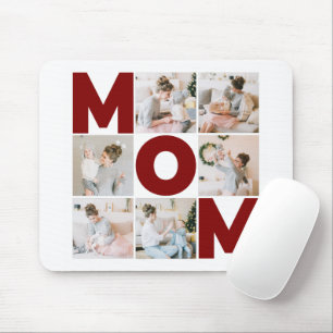 Red & White 6 Photo Collage Mum Mouse Pad