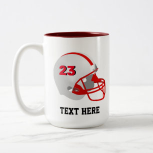 Red & White American Football Helmet Two-Tone Coffee Mug