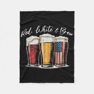 Red White & Beer Patriotic Usa Flag 4th Of Jul Fleece Blanket