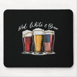 Red White & Beer Patriotic Usa Flag 4th Of Jul Mouse Pad