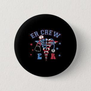Red White &amp; Blue Er Crew Funny Nurse Emergency 6 Cm Round Badge