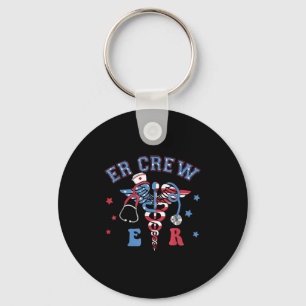 Red White & Blue Er Crew Funny Nurse Emergency Key Ring