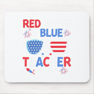 Red White & Blue Teacher Crew 4th Of July Sung Mouse Pad