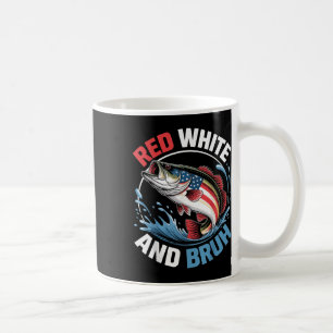 Red White & Bruh Funny Fishing 4th Of July Pat Coffee Mug