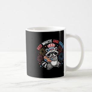 Red White &feral Funny Cute Racoon 4th Of Jul Coffee Mug