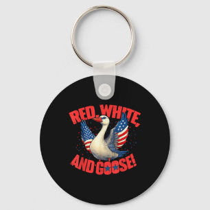 Red White & Goose Retro 4th Of July Patriotic Key Ring