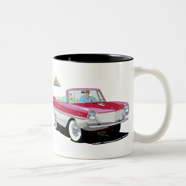 Red-White Amphicar Two-Tone Coffee Mug (Right)