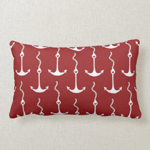 Red White Anchor Print Lumbar Cushion