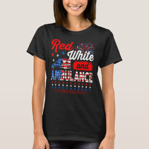 Red White And Ambulance 4th Of July American Flag T-Shirt