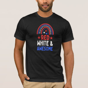 Red White And Awesome 4th Of July Bohemian Rainbow T-Shirt