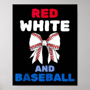 Red white and baseball coquette bow patriotic 4th poster