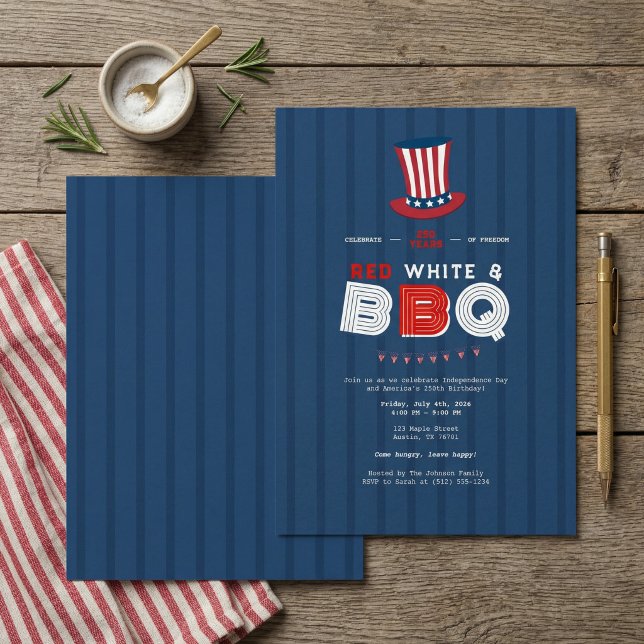 Red White and BBQ 4th of July America 250 Years Invitation (Creator Uploaded)
