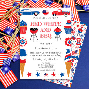 Red White and BBQ 4th of July Invitation