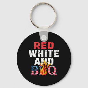 Red White And Bbq 4th Of July Usa Flag American Pr Key Ring