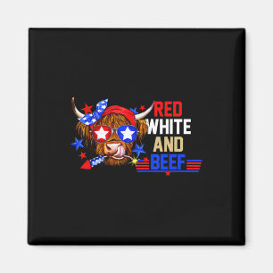 Red White And Beef 4th Of July Cattle American Fla Magnet