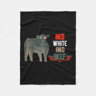 Red White And Beef Vintage Usa Flag 4th Of July Fu Fleece Blanket
